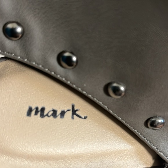 Mark Gray Studded Sling Booties Women’s Size 8 Retro Peek Of Snakeskin Edgy - Picture 14 of 14